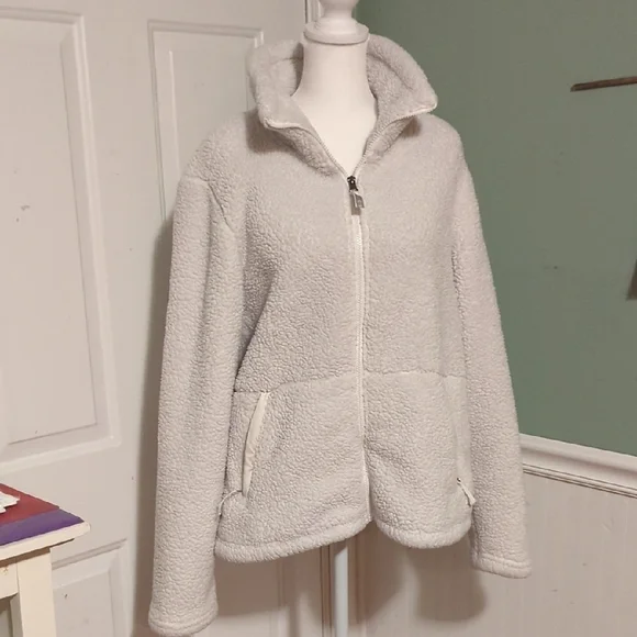 Free country Women's Large Fleece Zip Up Jacket Winter White Warm - Picture 1 of 12